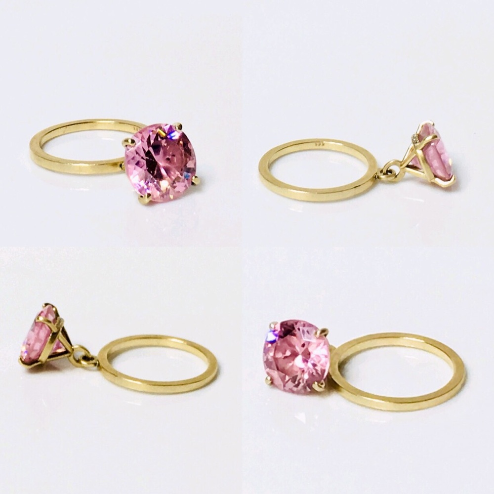 Custom Made 14k Gold Dangle Stacking Ring - Picture 2 of 8